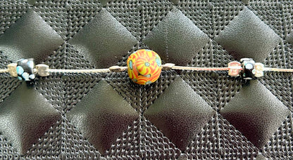 Authentic 1920 & 30's Venetian Murano Bead set in Venetian Style Sterling Silver box chain