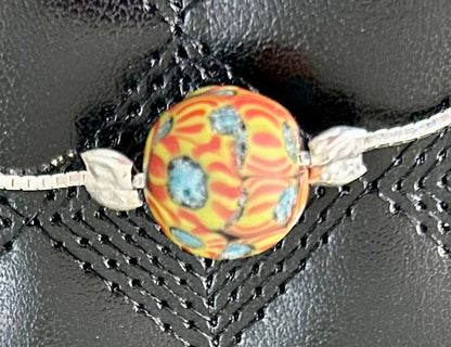 Authentic 1920 & 30's Venetian Murano Bead set in Venetian Style Sterling Silver box chain